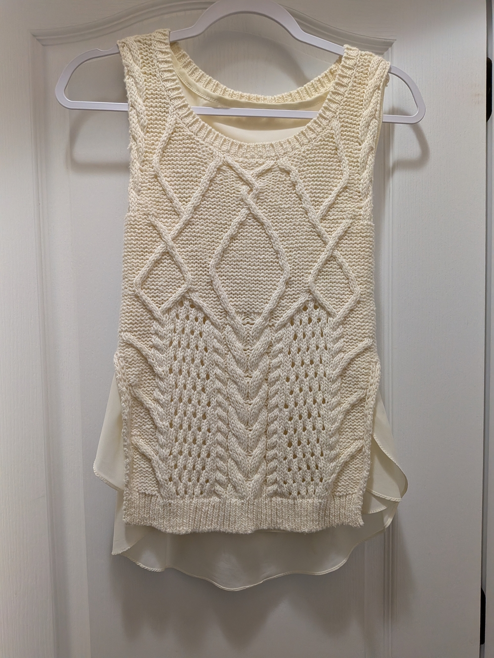 Moth Cream Cable Knit Sleeveless Layered Top